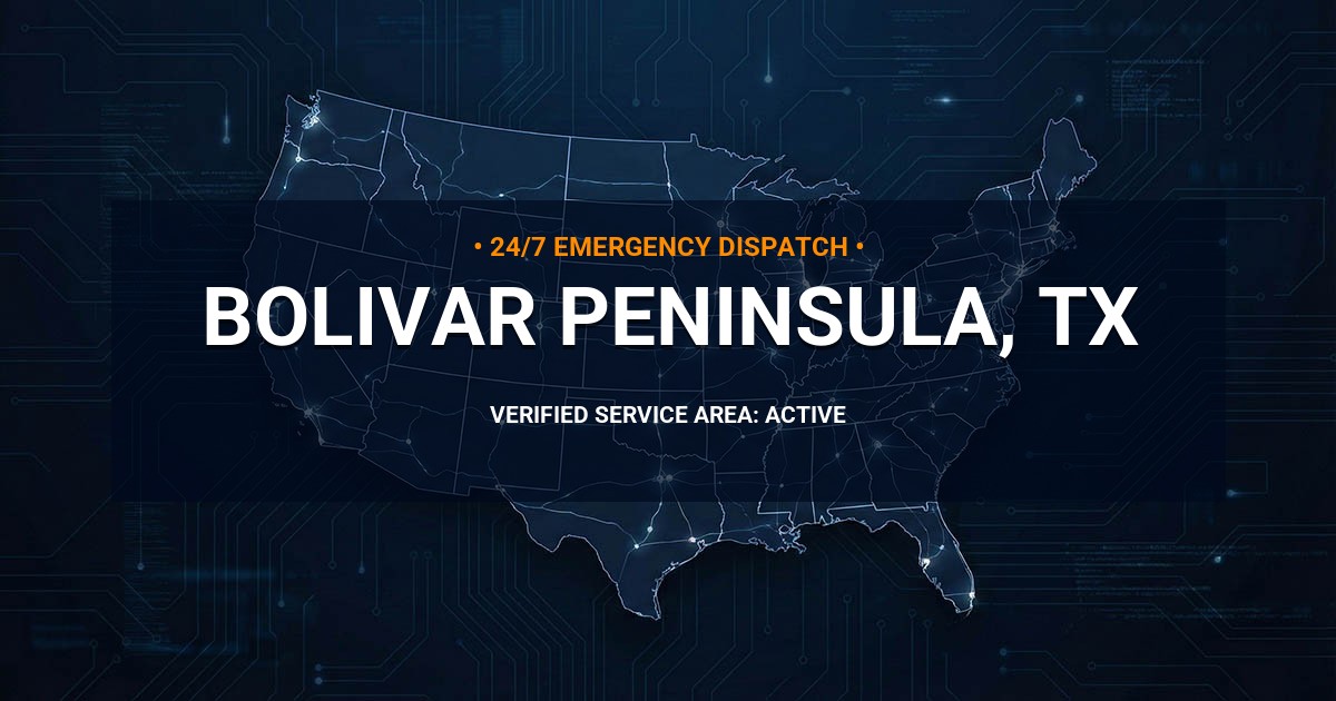 Emergency Plumbing Dispatch Map for Plumbing Services: Bolivar Peninsula, TX