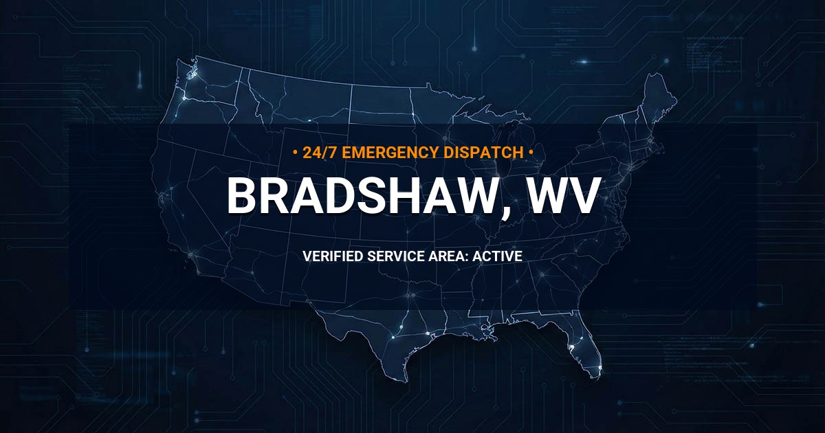 Emergency Plumbing Dispatch Map for Plumbing Services: Bradshaw, WV