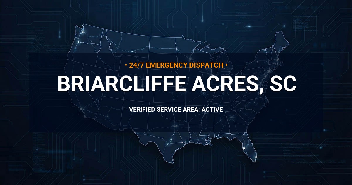 Emergency Plumbing Dispatch Map for Plumbing Services: Briarcliffe Acres, SC