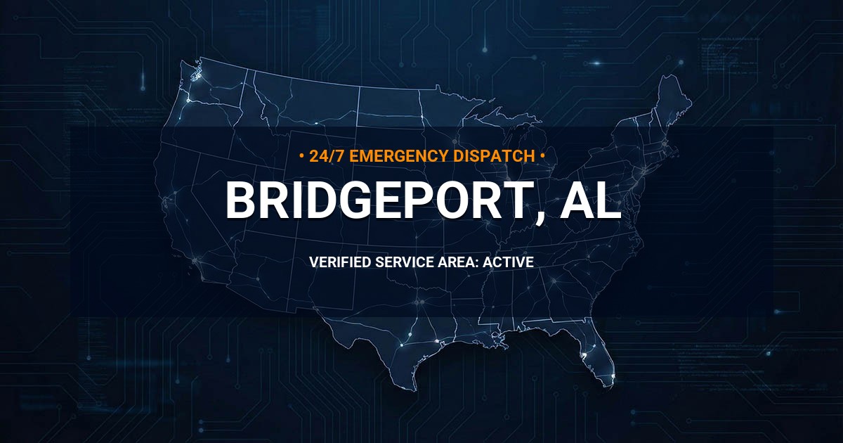Emergency Plumbing Dispatch Map for Plumbing Services: Bridgeport, AL