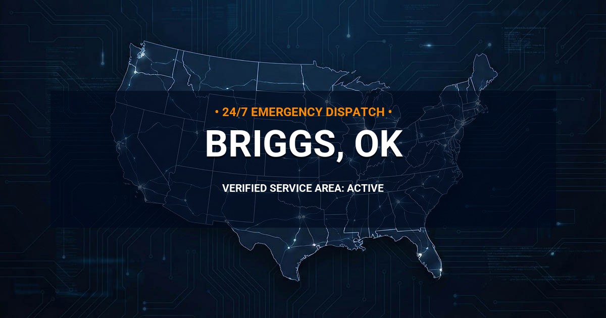 Emergency Plumbing Dispatch Map for Plumbing Services: Briggs, OK