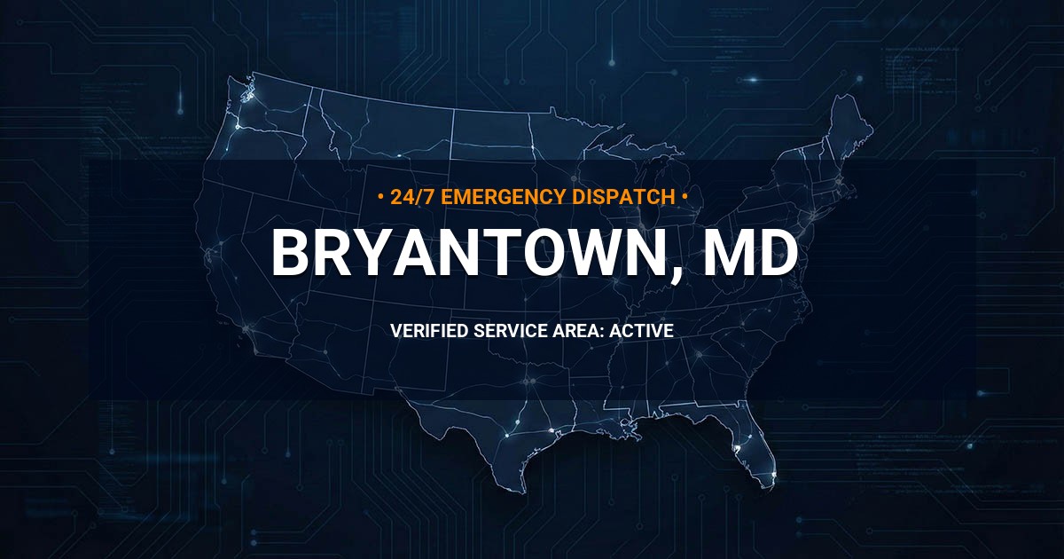 Emergency Plumbing Dispatch Map for Plumbing Services: Bryantown, MD