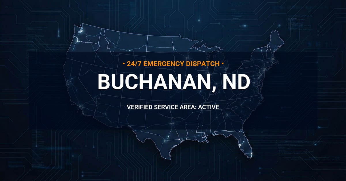 Emergency Plumbing Dispatch Map for Plumbing Services: Buchanan, ND