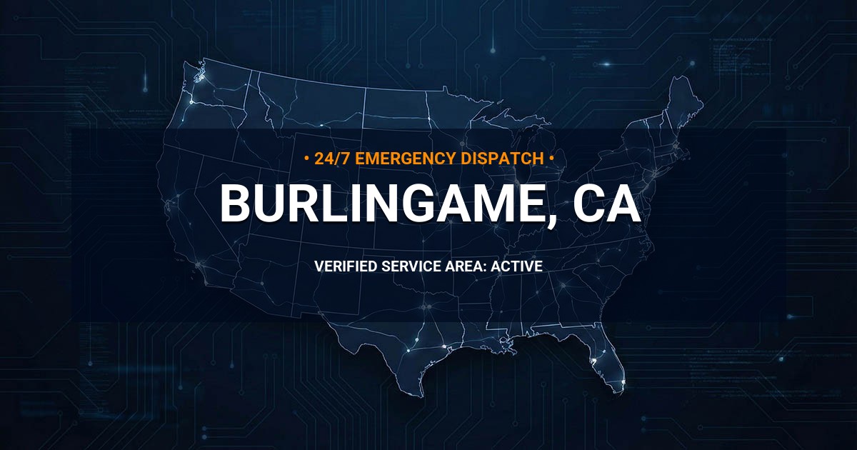 Emergency Plumbing Dispatch Map for Plumbing Services: Burlingame, CA