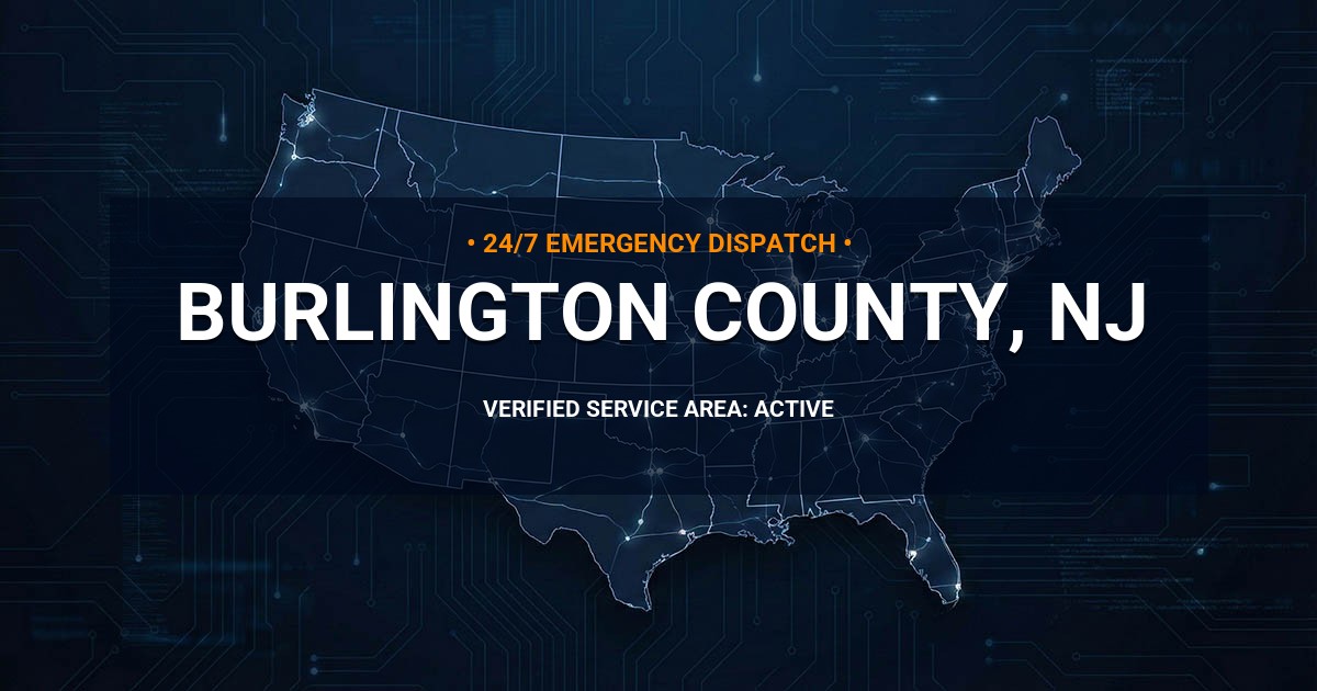 Emergency Plumbing Dispatch Map for Burlington County Plumbing Logistics