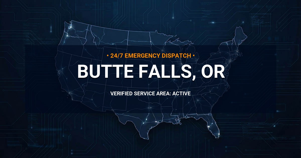 Emergency Plumbing Dispatch Map for Plumbing Services: Butte Falls, OR