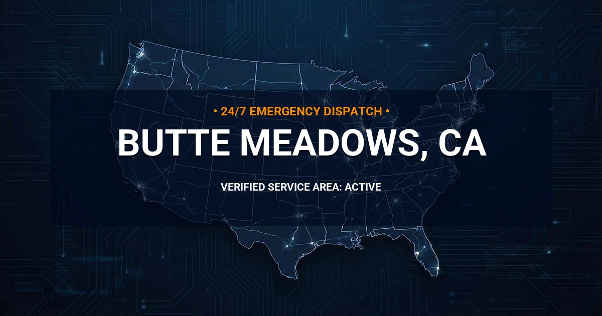 Emergency Plumbing Dispatch Map for Plumbing Services: Butte Meadows, CA