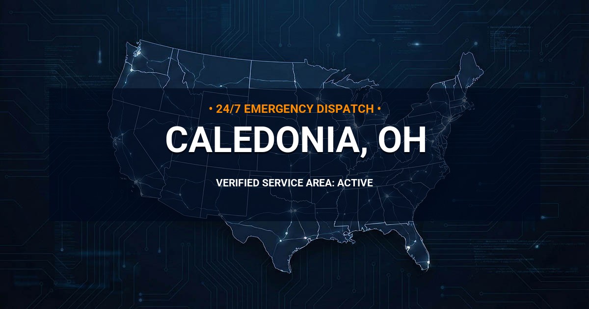 Emergency Plumbing Dispatch Map for Plumbing Services: Caledonia, OH