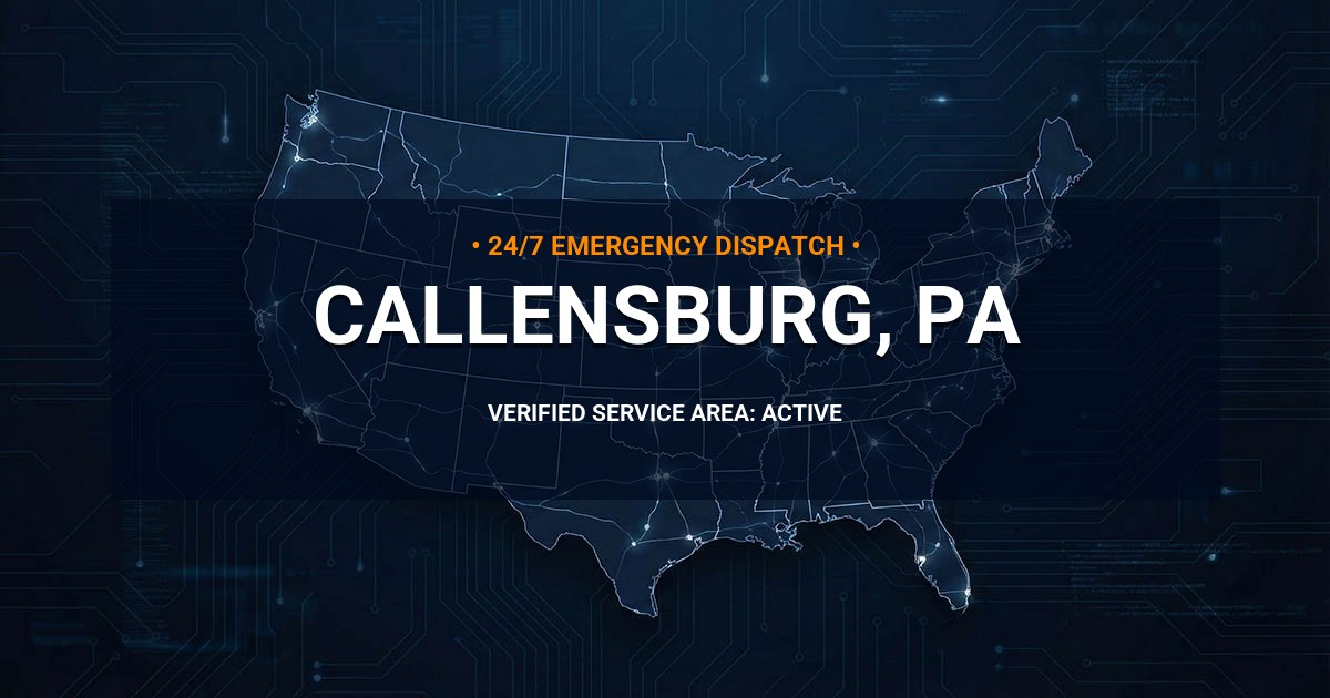 Emergency Plumbing Dispatch Map for Plumbing Services: Callensburg, PA