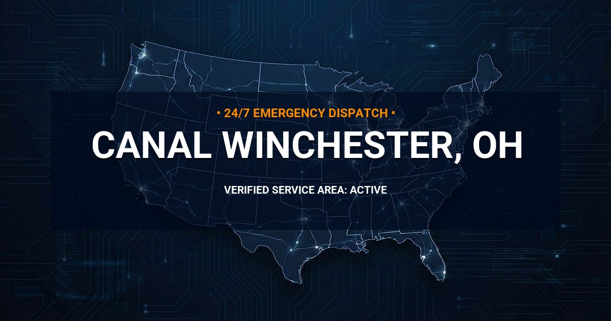 Emergency Plumbing Dispatch Map for Plumbing Services: Canal Winchester, OH