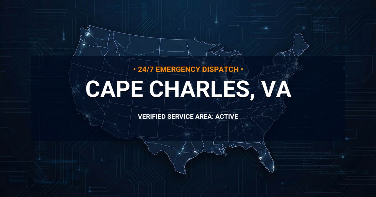 Emergency Plumbing Dispatch Map for Plumbing Services: Cape Charles, VA