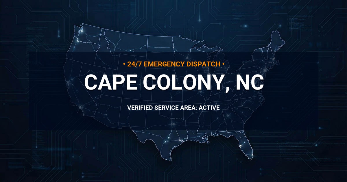 Emergency Plumbing Dispatch Map for Plumbing Services: Cape Colony, NC