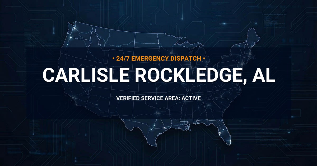 Emergency Plumbing Dispatch Map for Plumbing Services: Carlisle-Rockledge, AL
