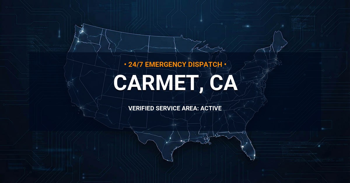 Emergency Plumbing Dispatch Map for Plumbing Services: Carmet, CA