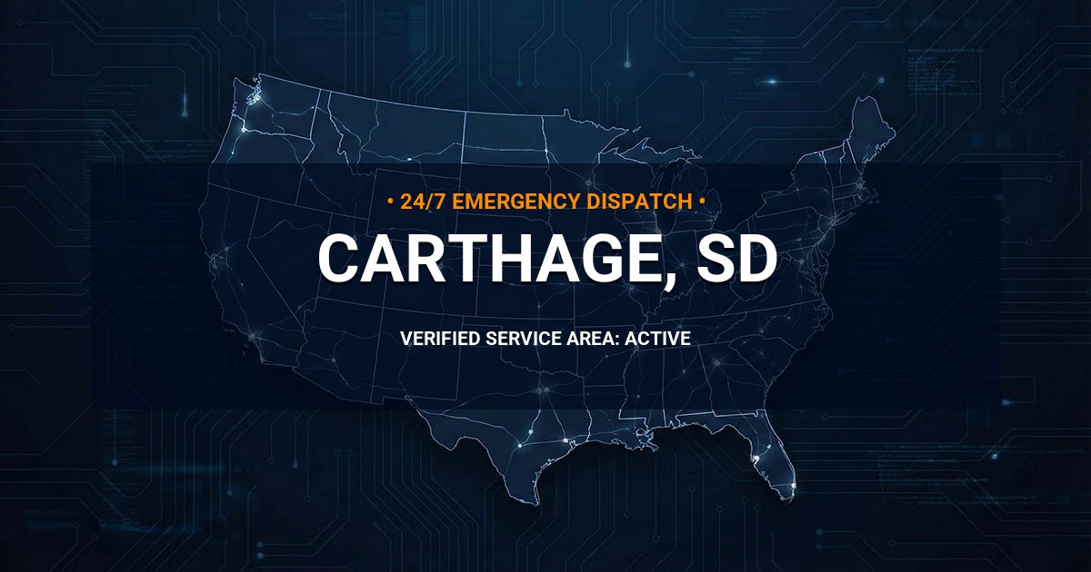 Emergency Plumbing Dispatch Map for Plumbing Services: Carthage, SD