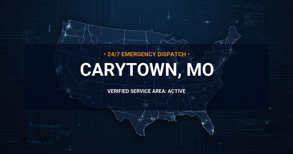 Emergency Plumbing Dispatch Map for Plumbing Services: Carytown, MO