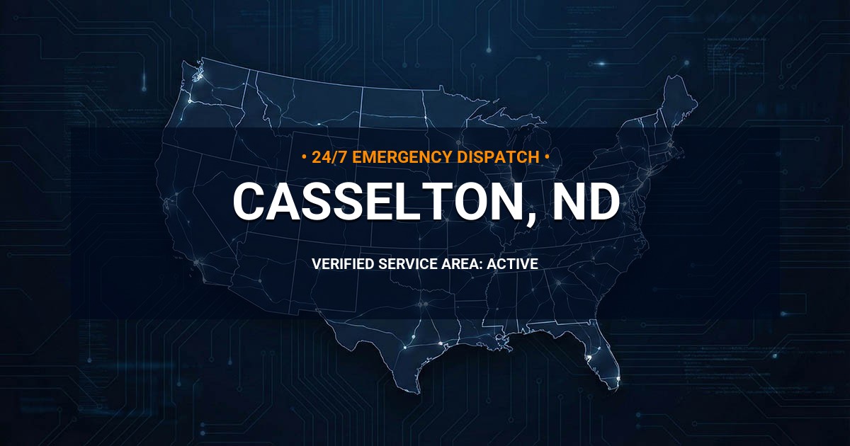 Emergency Plumbing Dispatch Map for Plumbing Services: Casselton, ND
