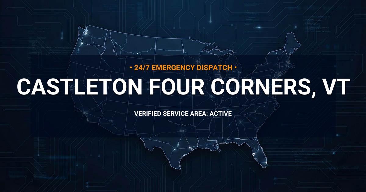 Emergency Plumbing Dispatch Map for Plumbing Services: Castleton Four Corners, VT