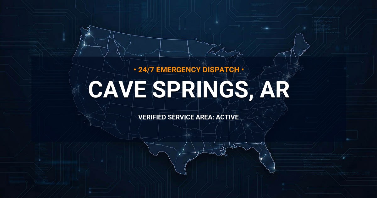 Emergency Plumbing Dispatch Map for Plumbing Services: Cave Springs, AR