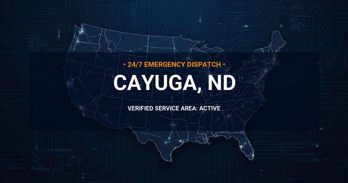 Emergency Plumbing Dispatch Map for Plumbing Services: Cayuga, ND