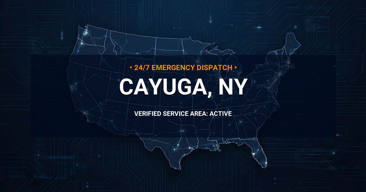 Emergency Plumbing Dispatch Map for Plumbing Services: Cayuga, NY