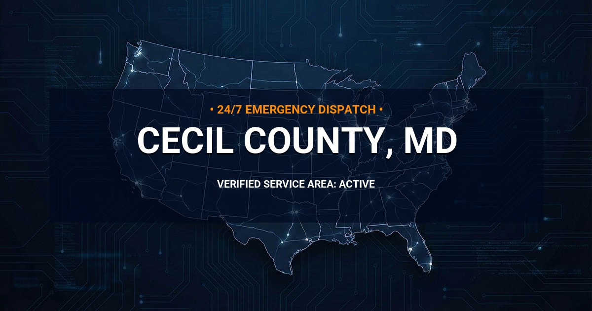 Emergency Plumbing Dispatch Map for Cecil County Plumbing Logistics