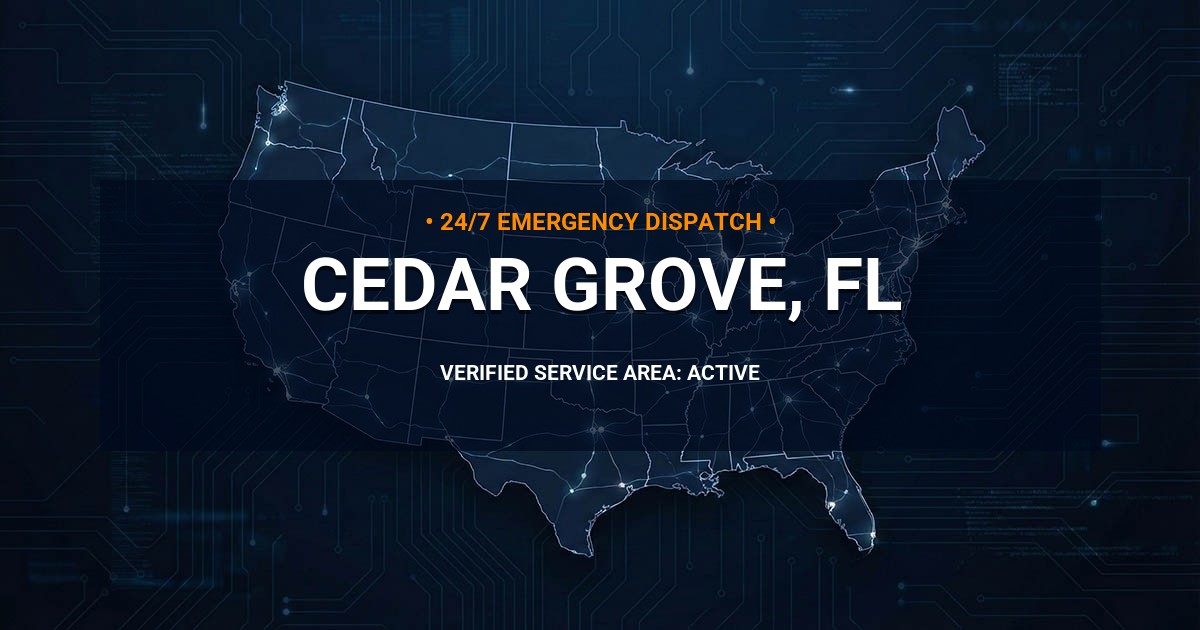 Emergency Plumbing Dispatch Map for Plumbing Services: Cedar Grove, FL
