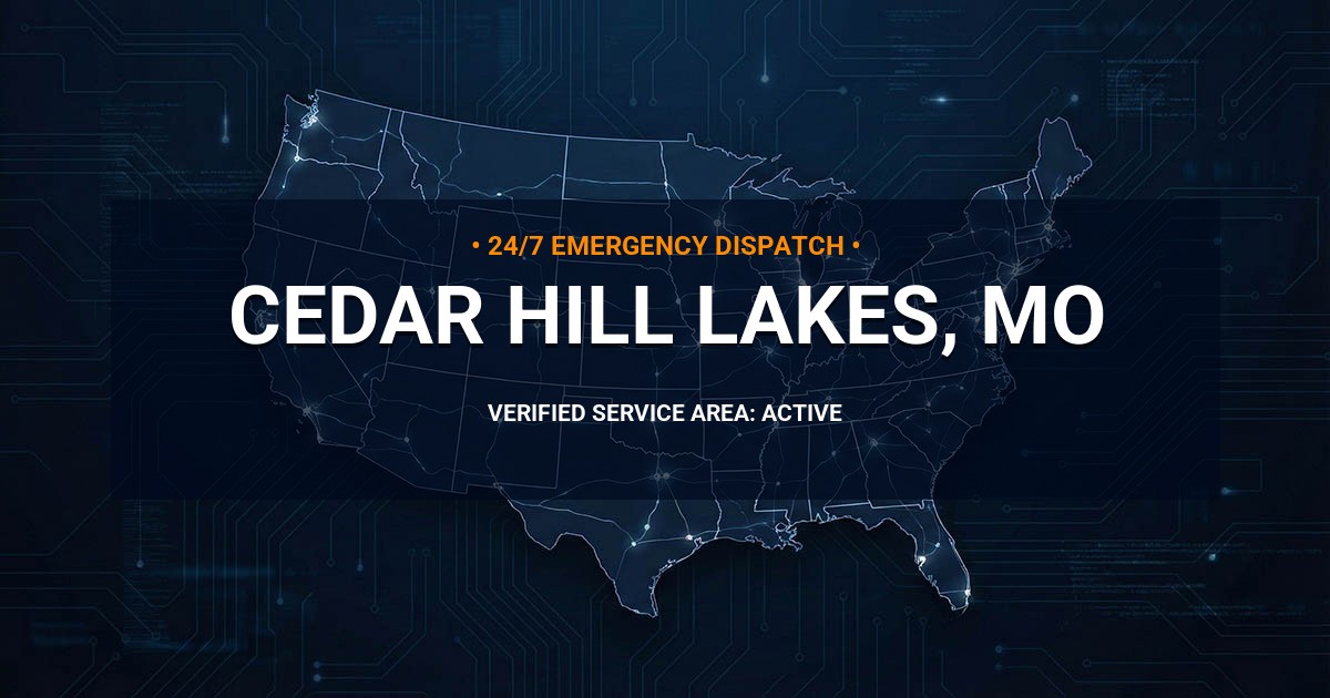 Emergency Plumbing Dispatch Map for Plumbing Services: Cedar Hill Lakes, MO