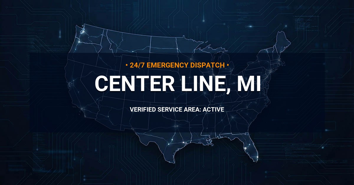 Emergency Plumbing Dispatch Map for Plumbing Services: Center Line, MI