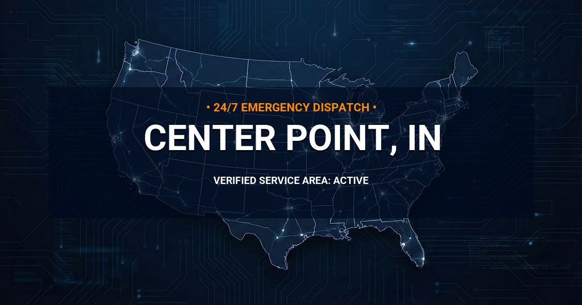 Emergency Plumbing Dispatch Map for Plumbing Services: Center Point, IN