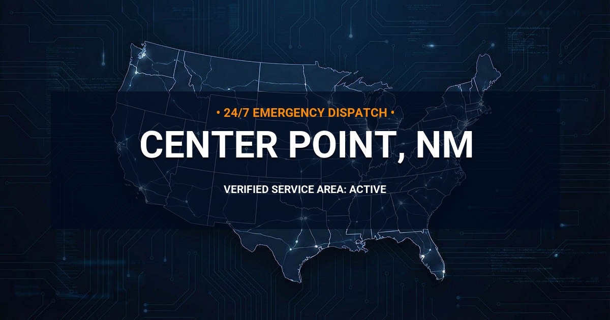 Emergency Plumbing Dispatch Map for Plumbing Services: Center Point, NM