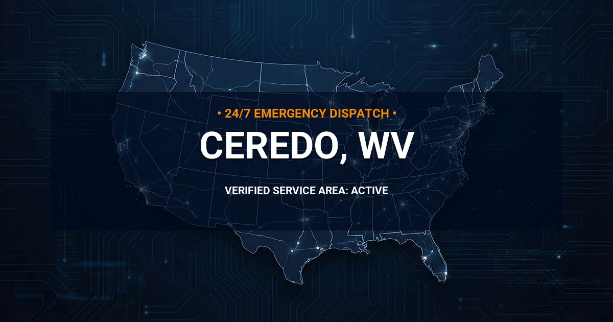 Emergency Plumbing Dispatch Map for Plumbing Services: Ceredo, WV