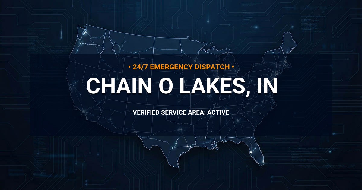 Emergency Plumbing Dispatch Map for Plumbing Services: Chain-O-Lakes, IN