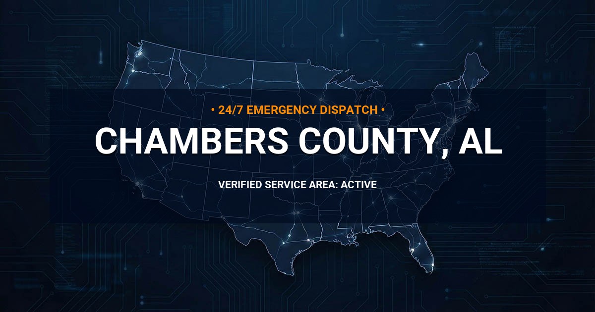 Emergency Plumbing Dispatch Map for Chambers County Plumbing Logistics