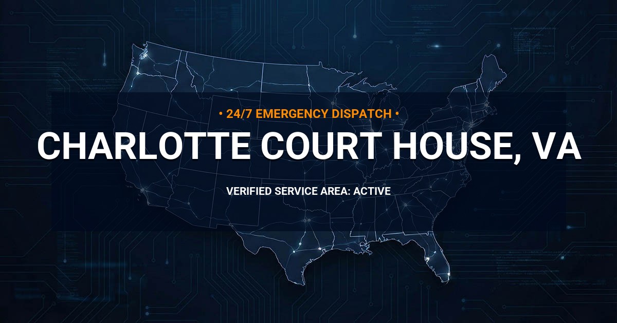 Emergency Plumbing Dispatch Map for Plumbing Services: Charlotte Court House, VA