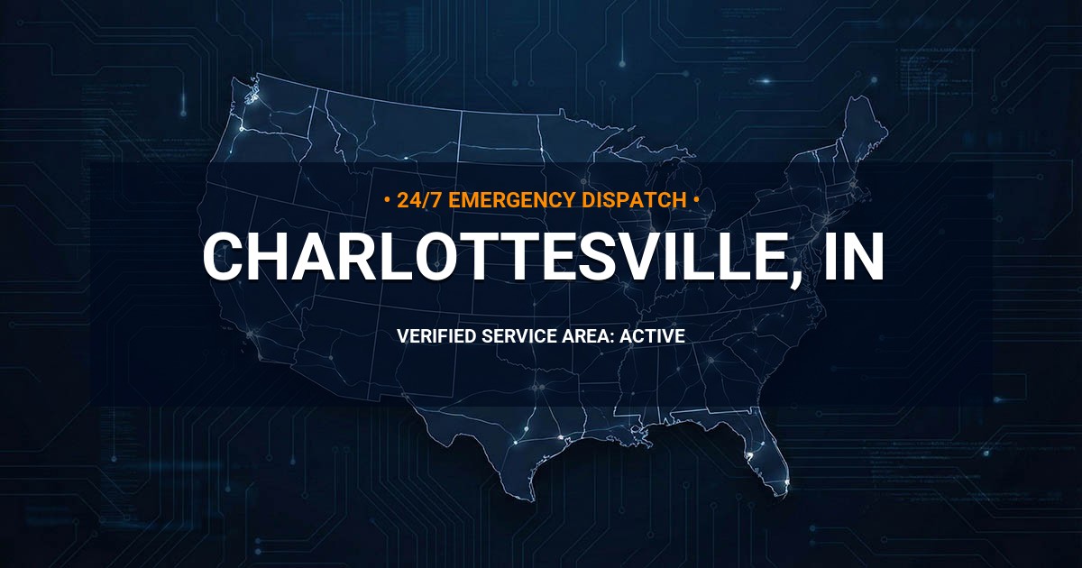 Emergency Plumbing Dispatch Map for Plumbing Services: Charlottesville, IN