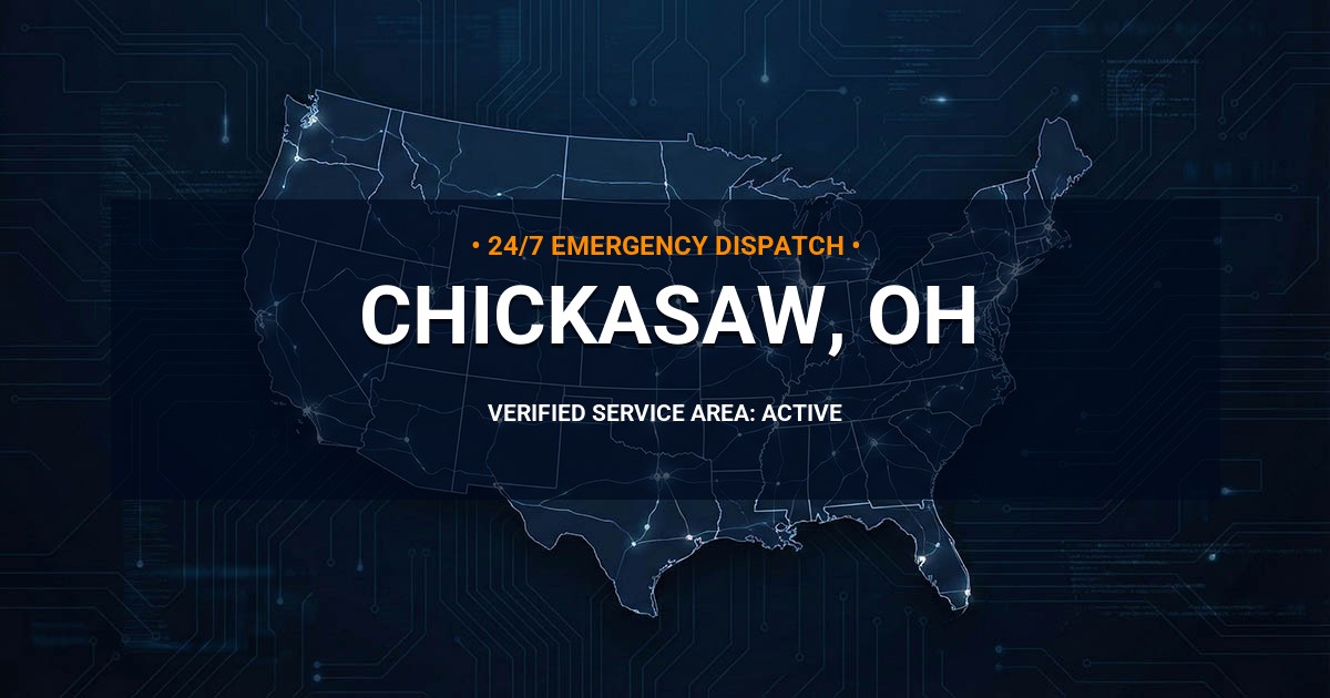 Emergency Plumbing Dispatch Map for Plumbing Services: Chickasaw, OH