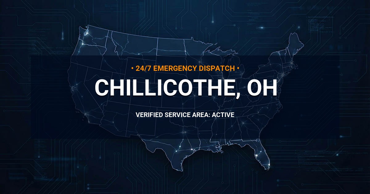 Emergency Plumbing Dispatch Map for Plumbing Services: Chillicothe, OH
