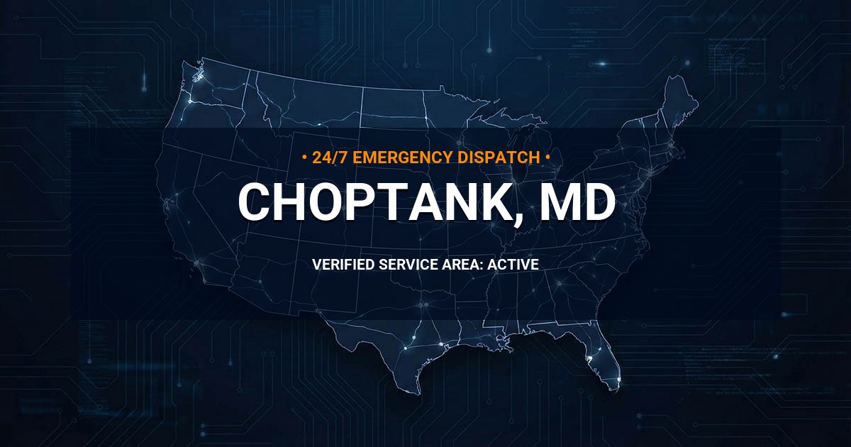 Emergency Plumbing Dispatch Map for Plumbing Services: Choptank, MD