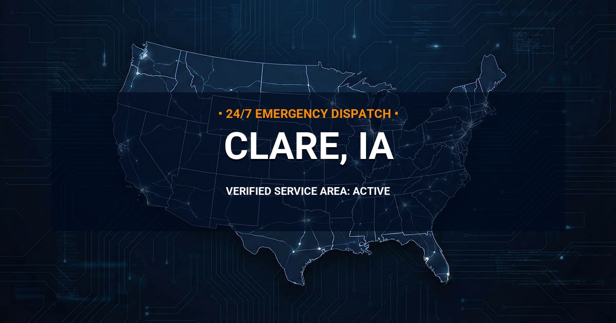Emergency Plumbing Dispatch Map for Plumbing Services: Clare, IA