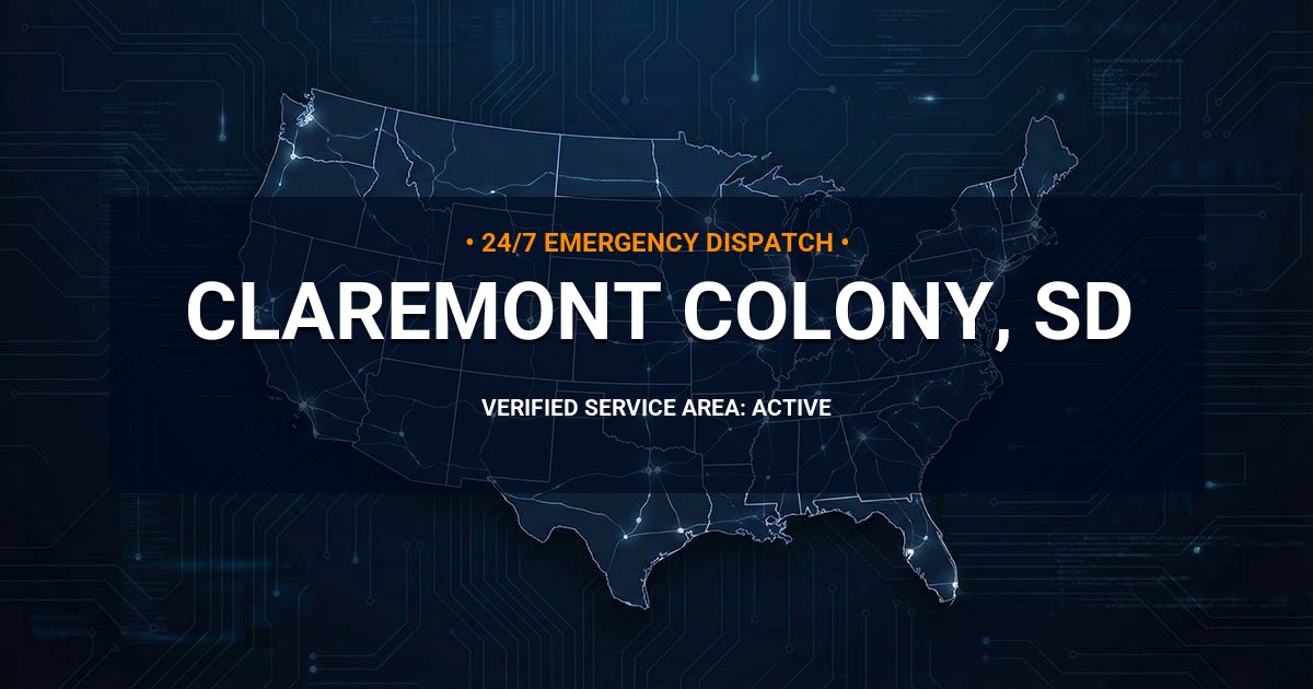 Emergency Plumbing Dispatch Map for Plumbing Services: Claremont Colony, SD