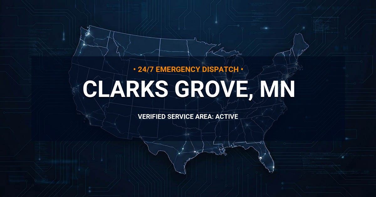 Emergency Plumbing Dispatch Map for Plumbing Services: Clarks Grove, MN