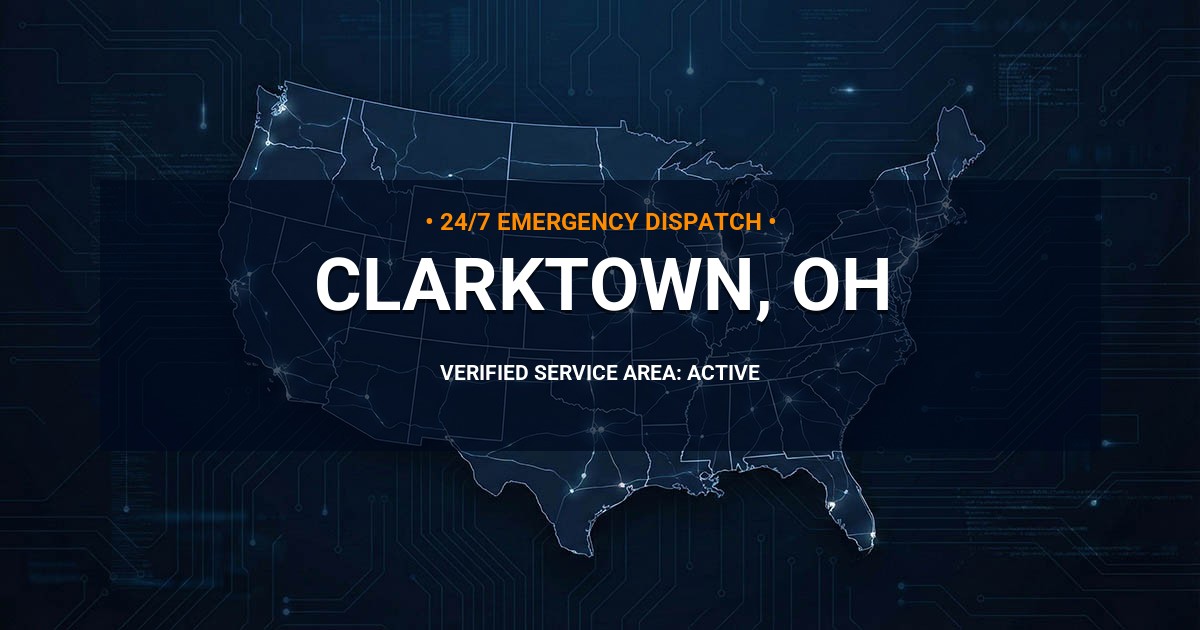 Emergency Plumbing Dispatch Map for Plumbing Services: Clarktown, OH