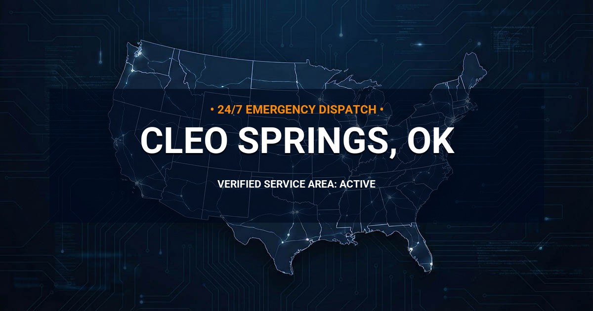 Emergency Plumbing Dispatch Map for Plumbing Services: Cleo Springs, OK