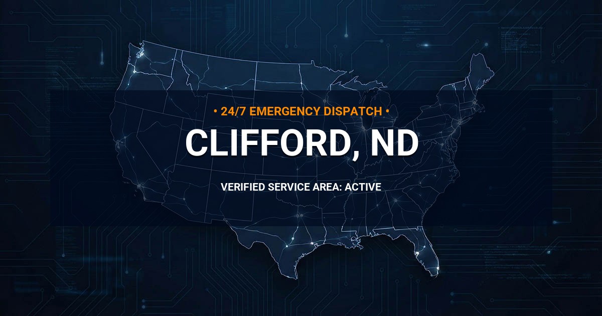 Emergency Plumbing Dispatch Map for Plumbing Services: Clifford, ND