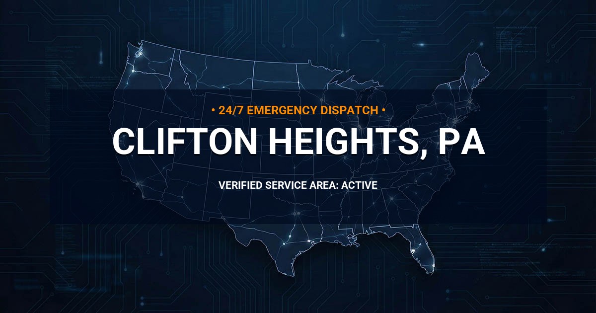 Emergency Plumbing Dispatch Map for Plumbing Services: Clifton Heights, PA