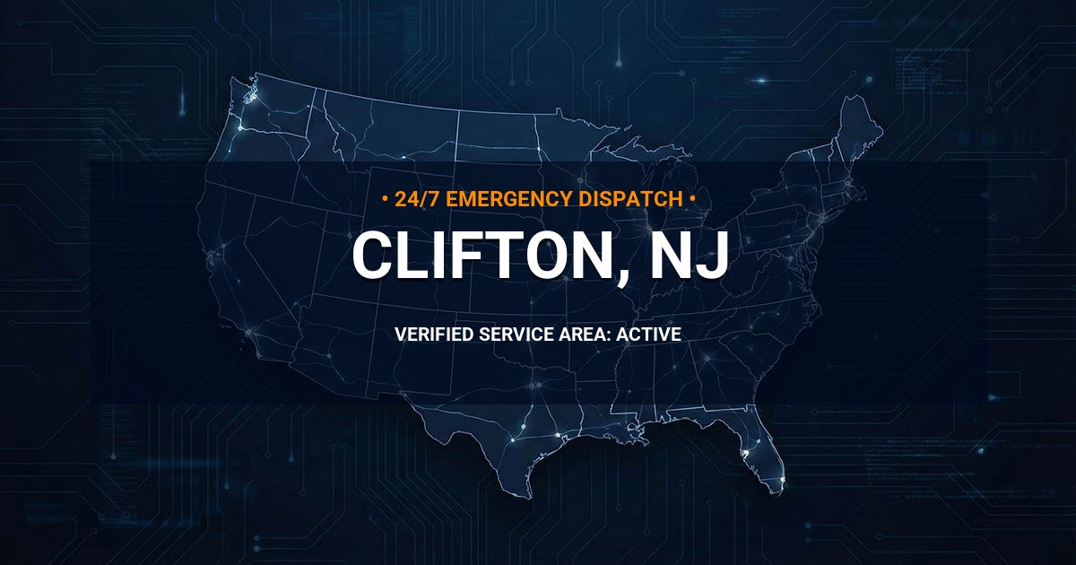 Emergency Plumbing Dispatch Map for Plumbing Services: Clifton, NJ