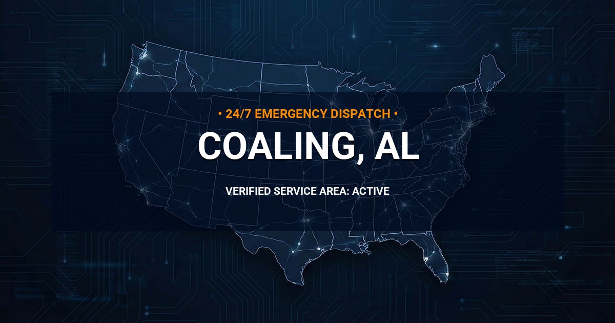 Emergency Plumbing Dispatch Map for Plumbing Services: Coaling, AL