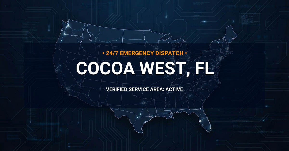 Emergency Plumbing Dispatch Map for Plumbing Services: Cocoa West, FL
