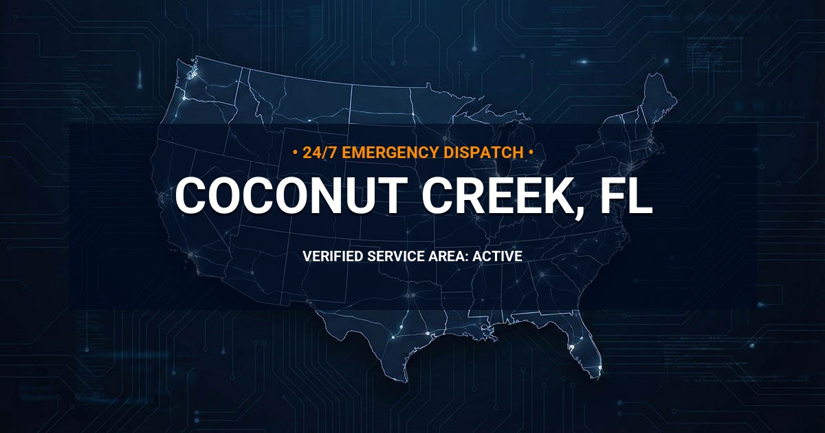 Emergency Plumbing Dispatch Map for Plumbing Services: Coconut Creek, FL